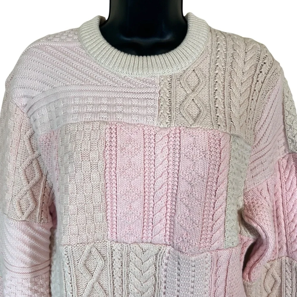 J. CREW Heritage Patchwork Cotton Cable-knit Sweater NWT